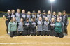 The Gator Softball team members pose with their Agassiz Valley Conference Championship medals following their 10-1 win over the Thief River Falls Prowlers under the lights at the Gator Softball Complex in Greenbush on May 19. The team earned the top overall seed in the Section 8A Softball Tournament, finishing the regular season 20-1, and would open the postseason at home on May 23. Pictured are (L-R): Front: Audrey Gust, Jaci Hanson, Elizabeth Gust, Tessany Blazek, Cassie Dahl, Kinsley Hanson, Jordan Lee, and Meagan Otto; Back: Kailey Hanson, Kenzie Dahl, Sierra Westberg, Quinn Vacura, Sarah Pulk, Zairyn Wimpfheimer, Teagan Landsrud, Kayle Vacura, Maelee Christianson, Kieran Nelson, Jocelyn Waage, and Savannah Anderson. (photo by Ryan Bergeron)