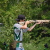 Gator Clay Buster Alec Beito takes his aim while shooting at his team’s home meet, the Gator Invite, at the Greenbush Trap Club back on June 3, 2023. (photo by Brennan Collins)
