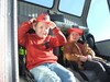 Deklyn Madoll and Jack Berger sit in a fire truck during the Badger Kindergarten class’ visit to the Badger Fire Hall on Thursday, October 13. (submitted photo)