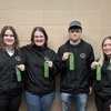 The Greenbush-Middle River Knowledge Bowl team holds its fifth-place ribbons following action from the Regional Meet in Thief River Falls on March 12. The team fell just short of advancing to state, having to finish in the top four to earn that honor. Pictured are (L-R): Audrey Gust, Carissa Prevost, Vincent Stenberg, and Mya Bennett. (submitted photo)