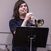 Aidan Carpenter plays the trumpet during the Badger Music Revue, “Badger’s Got Talent”—a dinner and show event held at the Badger School, March 21 and 22. (photo by Val Truscinski)