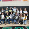 The Gator Wrestling team posed together at the end of the Gator Winter Sports Banquet on March 25 at the Greenbush-Middle River School. Pictured are (L-R): Front: Keegan VonEnde, Owen Lund, Robbie Henry, Tristan Werre-Lenz, Cale Lindland, and Julia Dostal; Back: Bethanie VonEnde, Isaac Olson, Damion Hanson, Emmitt Isane, Walter Taus, Gracie Boen, Sarah Pulk, Madi Pulk, and Treston Nichols. (photo by Ryan Bergeron)