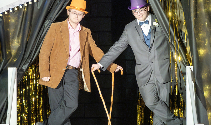 Alex Lunde and Landon Christianson cross their canes during the Las Vegas-themed Badger Prom on April 13, 2024 in the Badger School gym. Look for the Badger Prom sponsor page in the April 24 issue. (photo Val Truscinski)